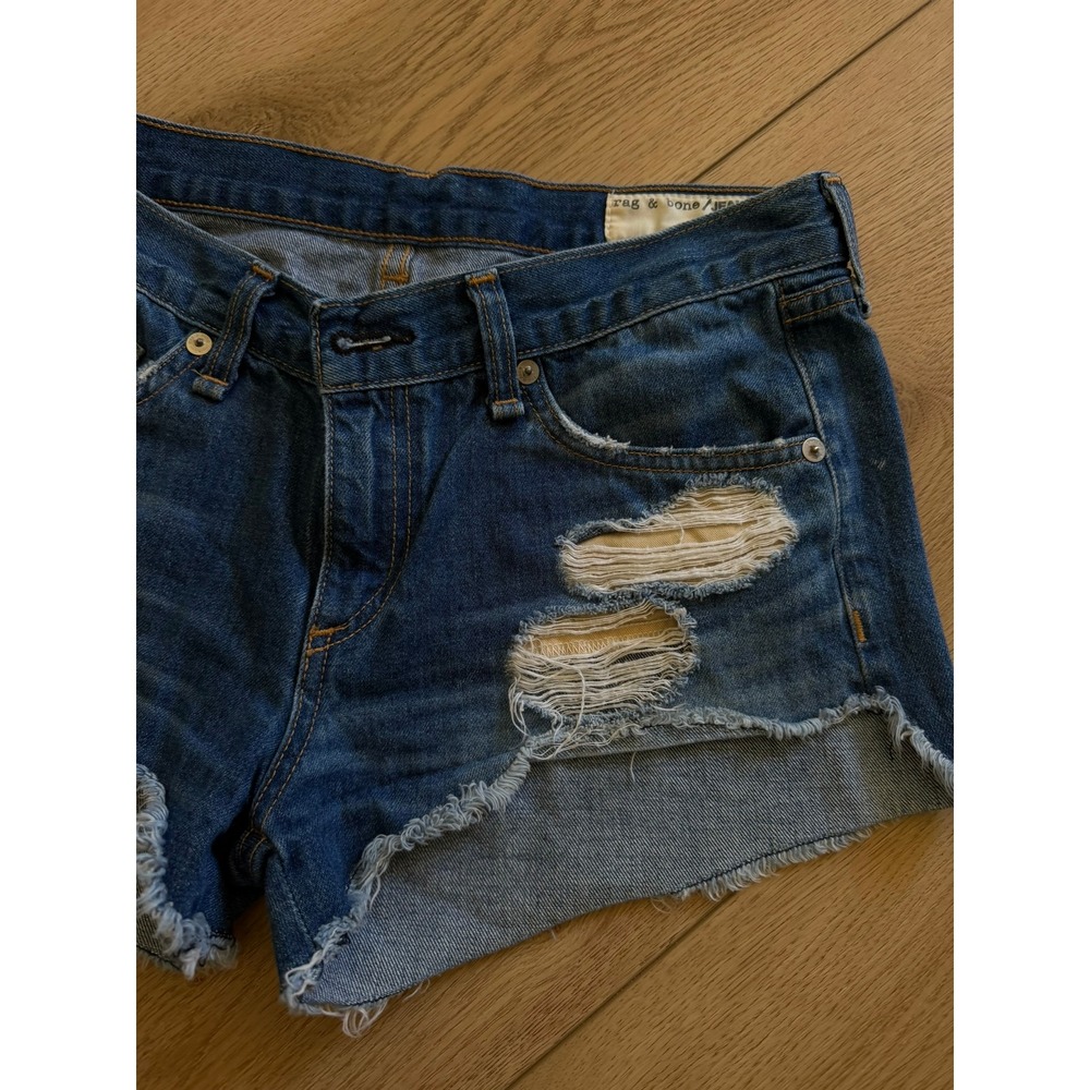 Rag & Bone JEAN Freeport Distressed Denim Shorts Blue W1907K273FRE Size 25 - Picture 2 of 7